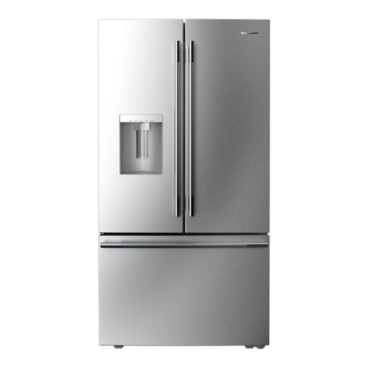 30 Cu. Ft. 36-Inch French Door Refrigerator with Exterior Water and Ice Dispenser and Wood-Look Sliding Tray in PrintShield® Stainless Steel