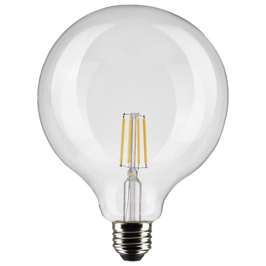 Clear G40 LED light bulb with soft white glow and medium base for energy-efficient lighting and home improvement projects