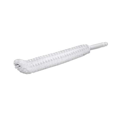 White lint catching brush with angled bristles and slim handle for cleaning dryer vents in cleaning tools under $50 collections