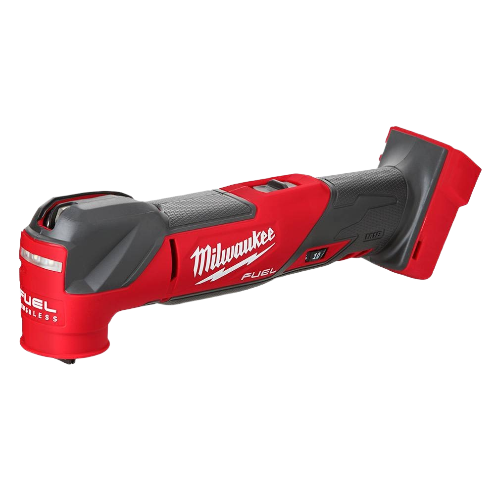 Red and black cordless Milwaukee oscillating multi-tool for versatile home improvement cutting and sanding tasks
