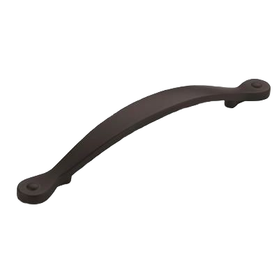 Matte black cabinet pull with curved design for furniture hardware and home improvement projects