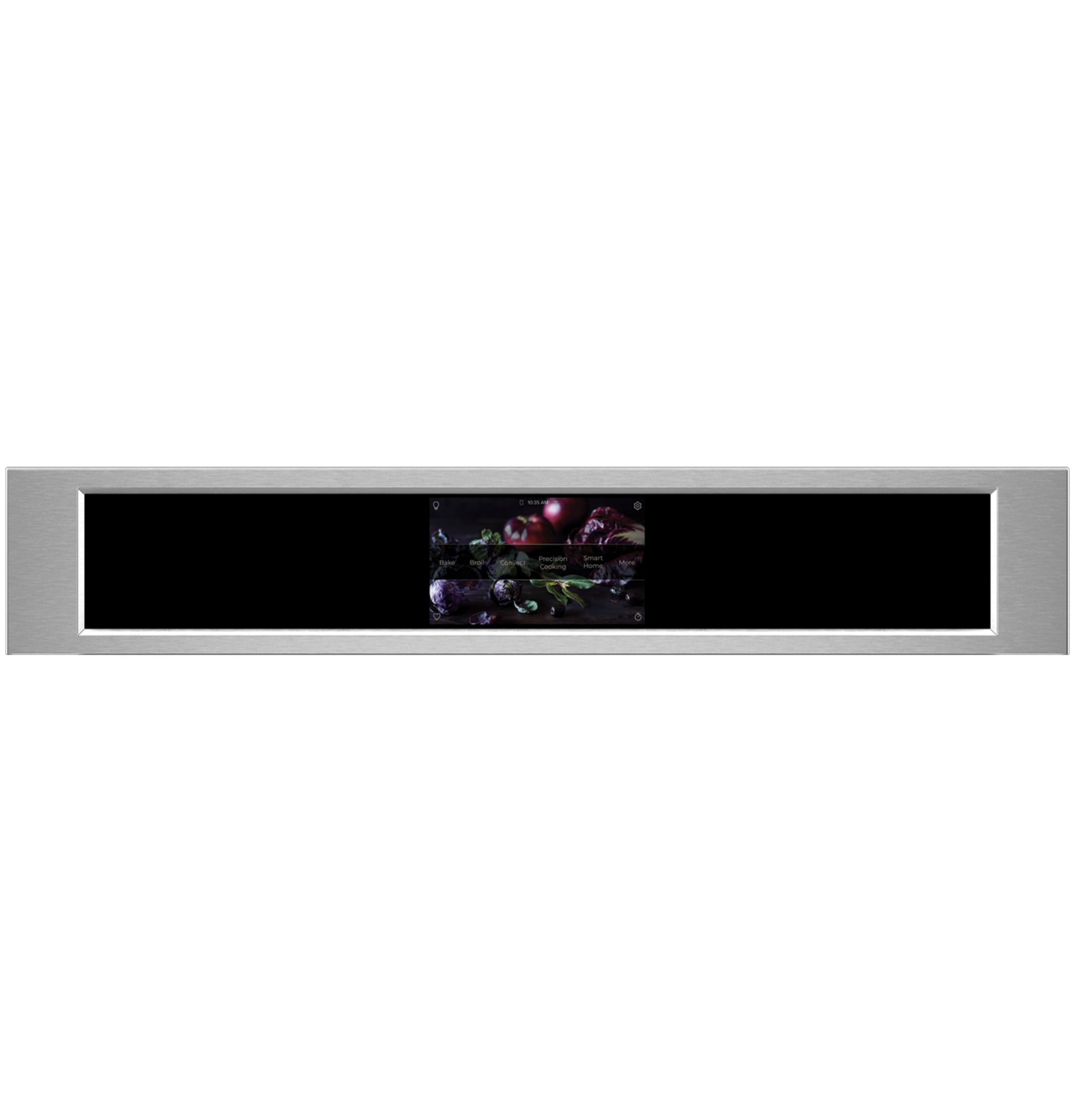 Stainless steel control panel with touchscreen interface for double wall ovens in kitchen appliances and home improvement collections