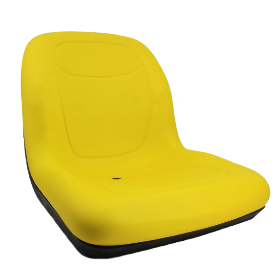 Yellow molded seat cushion designed for comfort in automotive and John Deere parts and accessories collections