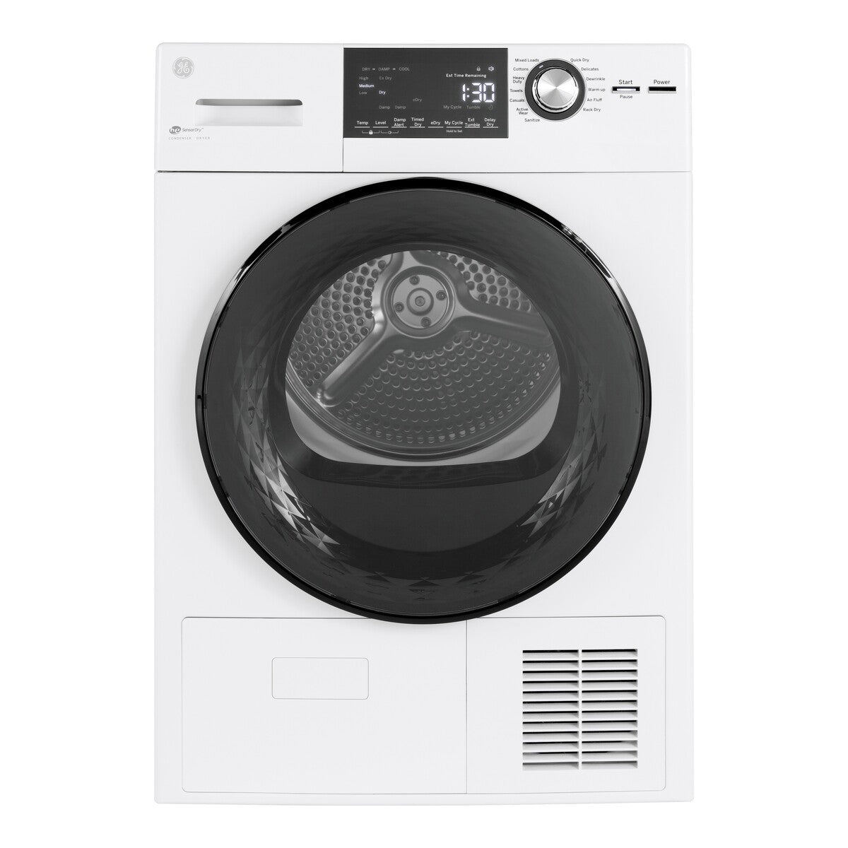 GE® ENERGY STAR® 24" 4.1 Cu.Ft. Front Load Ventless Condenser Electric Dryer with Stainless Steel Basket