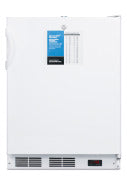 White freestanding upright freezer with ventilation grille, control panel, from freezers and kitchen appliances collection