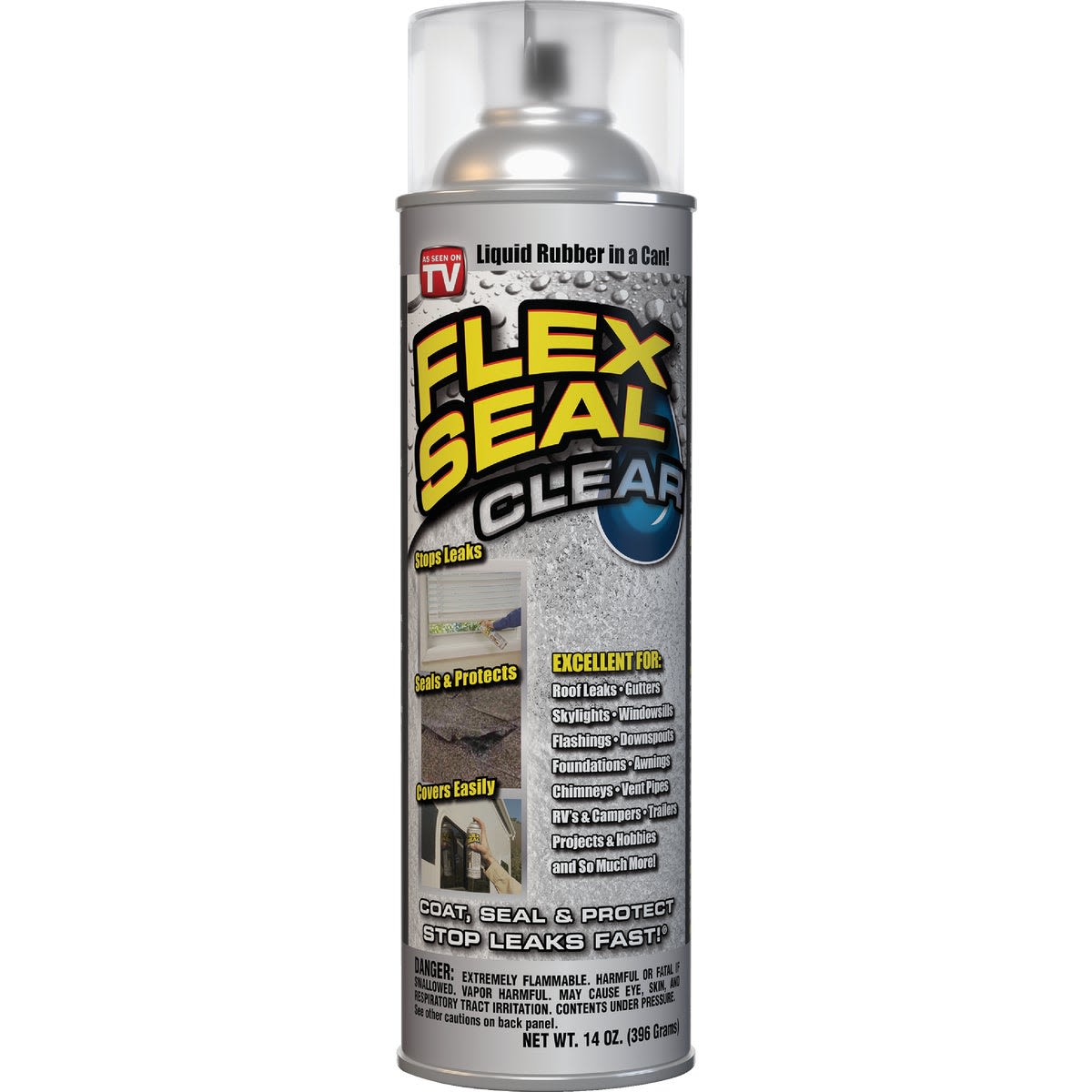 Clear spray rubber sealant can for sealing and protecting leaks in home improvement projects