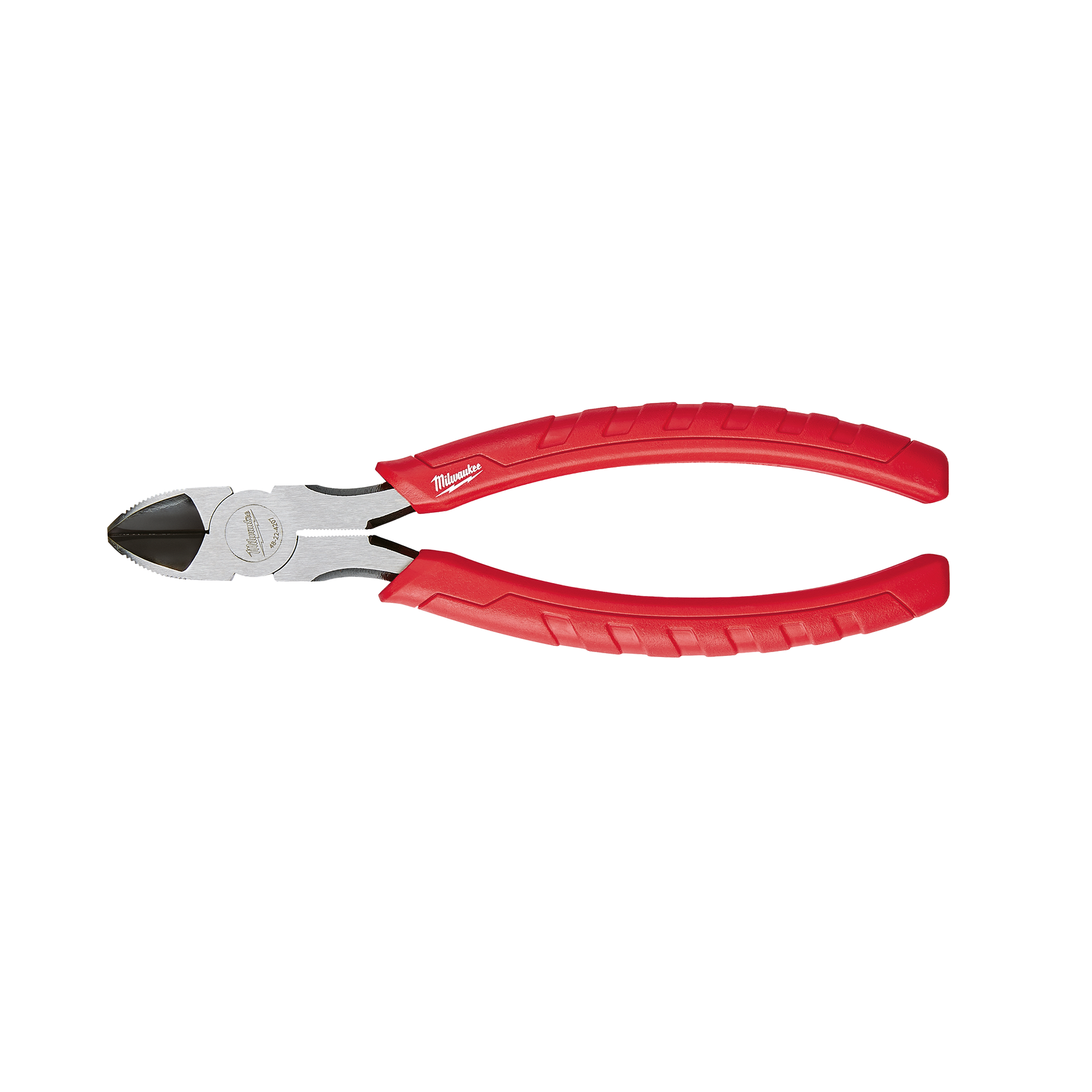 Red-handled Milwaukee diagonal cutting pliers with comfort grip designed for precision cutting in hand tool and woodworking use