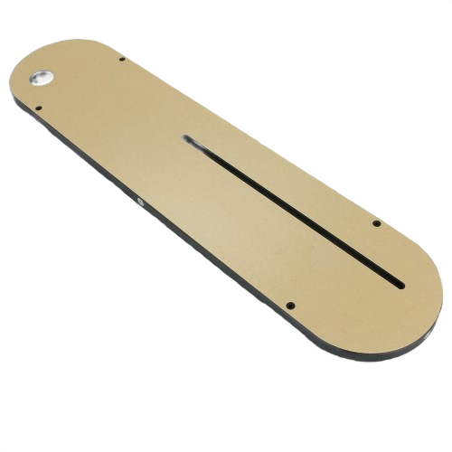 Phenolic zero clearance table saw insert with leveling screws for precise cuts in power tool and saw accessories collections