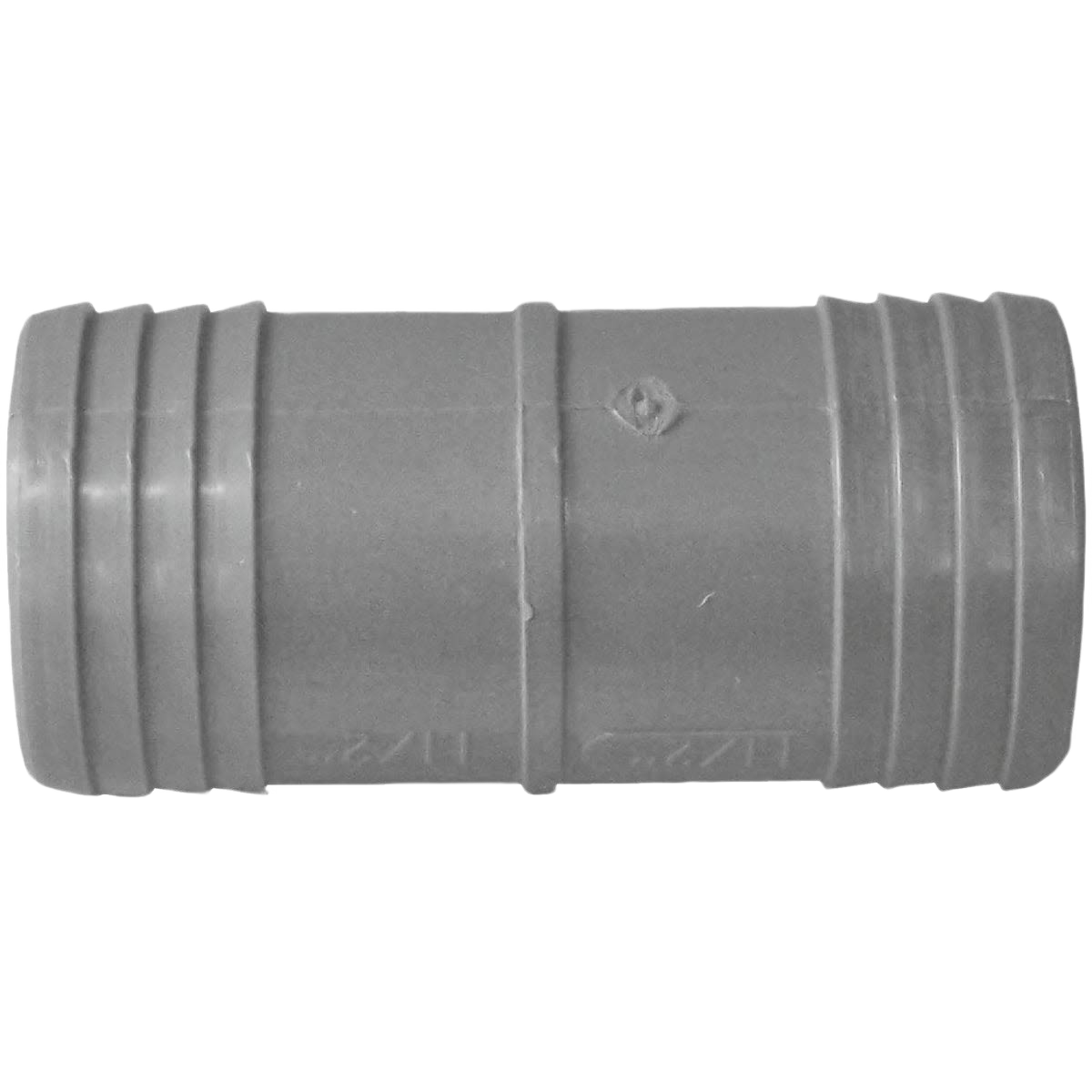Gray polypropylene insert coupling designed for polyethylene pipes in plumbing and pipes & fittings collections under $50