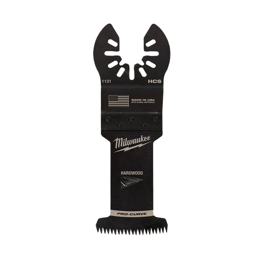Black oscillating tool blade with Japanese teeth for hardwood cutting in woodworking and power tool accessories collections