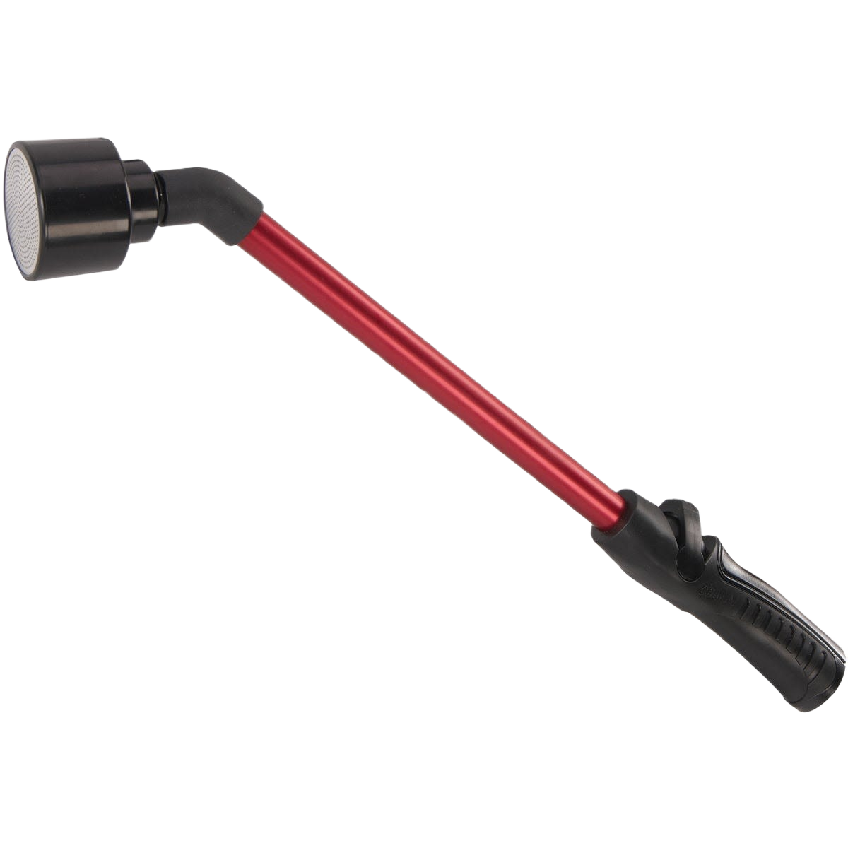 Red watering wand with ergonomic black handle and adjustable nozzle for lawn and garden irrigation tasks under $50 collection