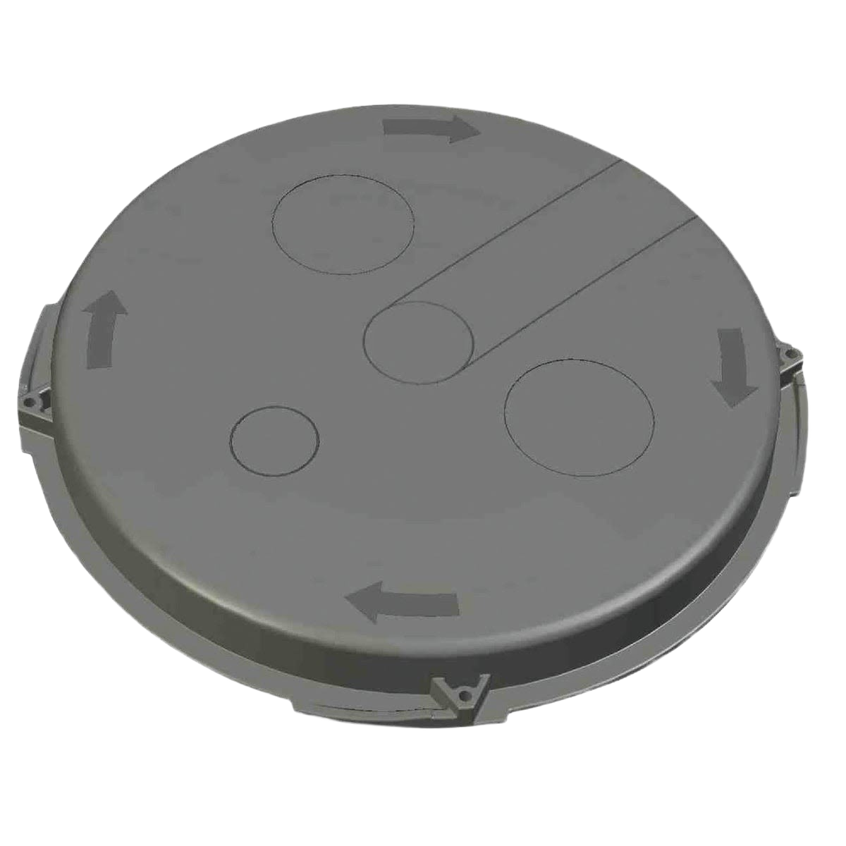 Round black heavy-duty polyethylene sump pump lid with dimensional fit and partial tu for plumbing and water pump accessories