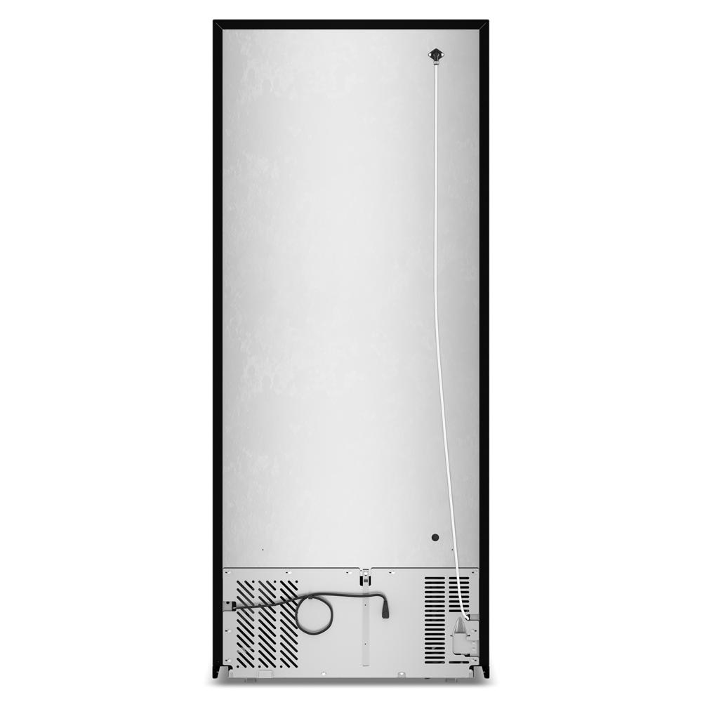 Rear view of a white top freezer refrigerator showing ventilation panels, power cord, and installation hardware, part of Refrigerators and Kitchen & Kitchenware at Hartville Hardware.