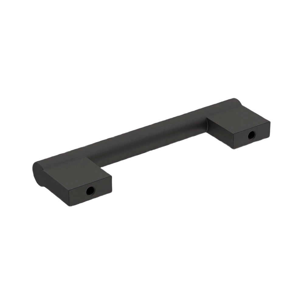 Matte black cabinet pull with 3-3/4 inch spacing designed for home improvement and tool projects