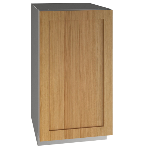 18-inch refrigerator with wood front door and stainless steel body for kitchen and appliance collections