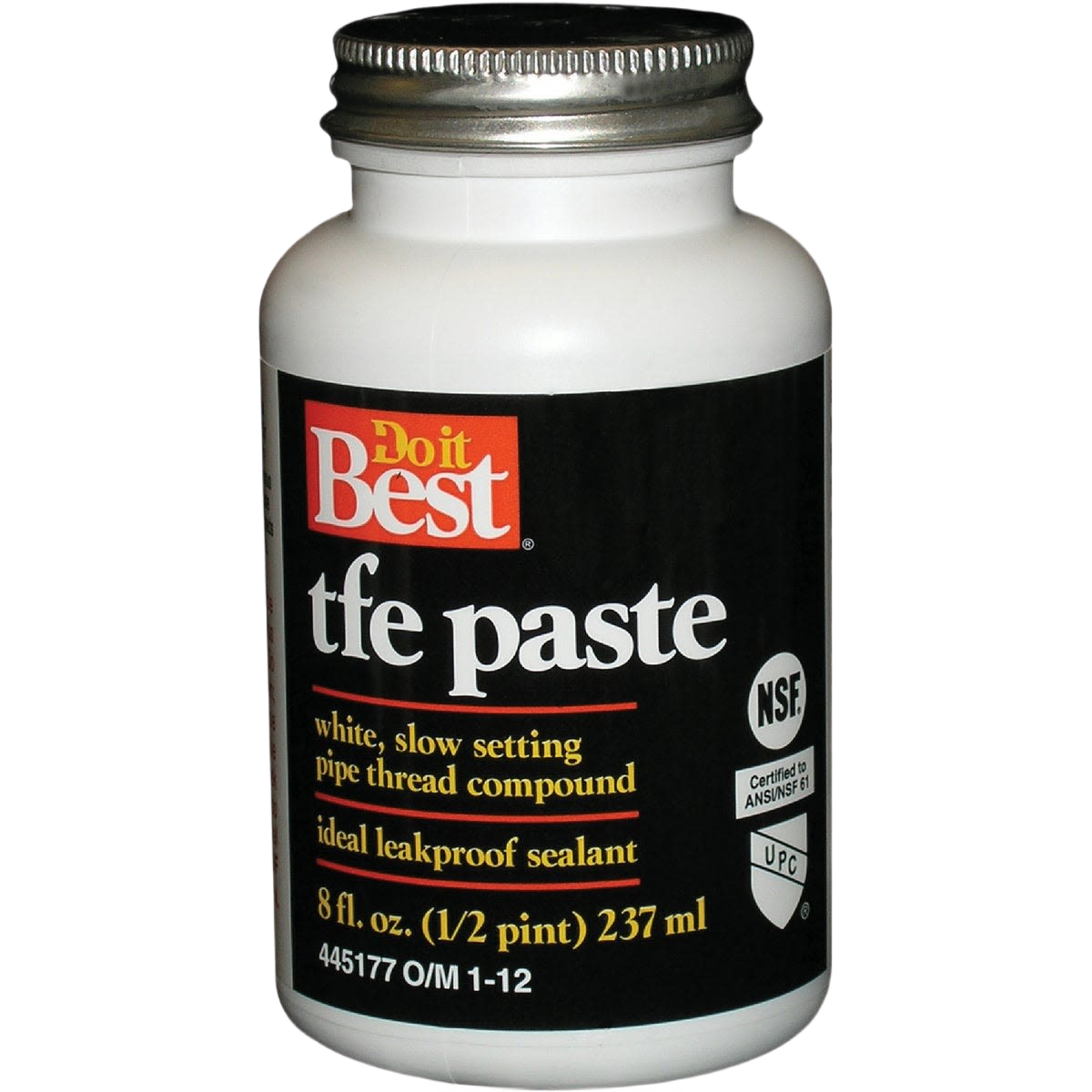 White TFE paste pipe thread compound in 8 oz. bottle for home improvement leakproof sealing applications