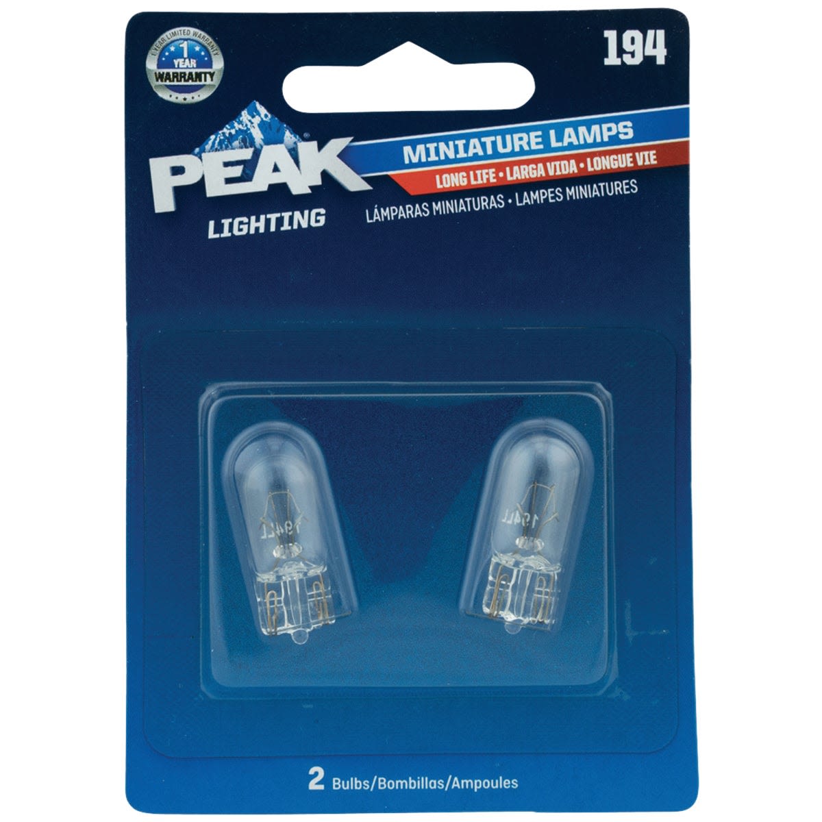 Two 14V miniature automotive light bulbs in clear packaging for automotive and home improvement under $50 collections