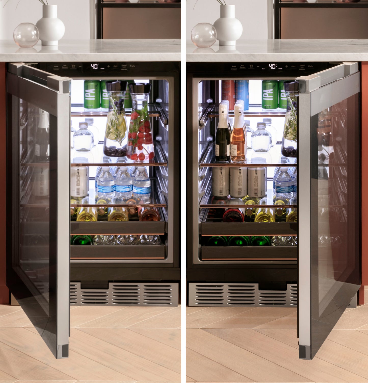 CAFÉ™ ENERGY STAR® 126-Can or 14-Bottle Beverage Center in Platinum Glass