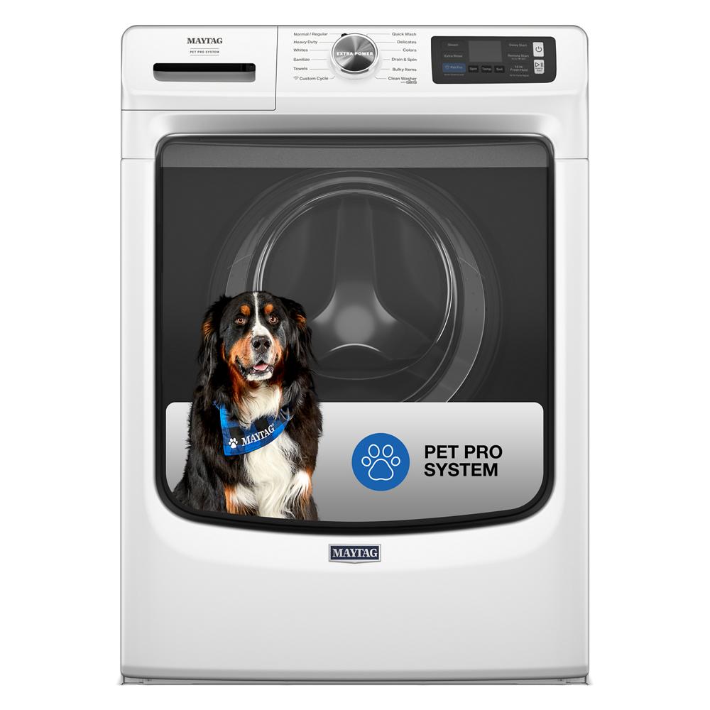 White front load washer with digital controls and Pet Pro System badge from Front Load Washers collection