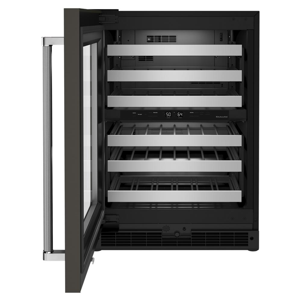 24" Undercounter Wine Cellar with Glass Door and Metal-Front Racks
