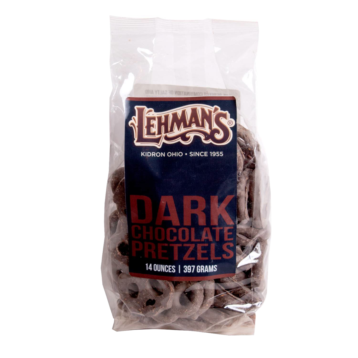Clear bag of dark chocolate covered pretzels from Chips & Snacks and Food & Beverage collections under $50