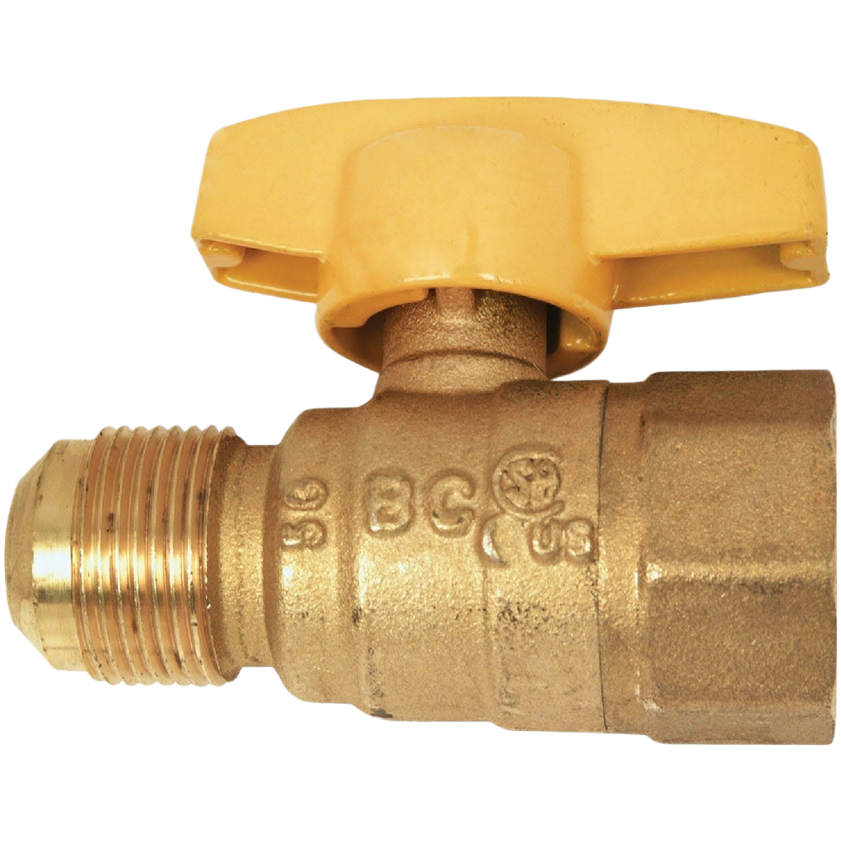 Brass gas shutoff valve with yellow handle for plumbing and home improvement under $50 tools and valves collections