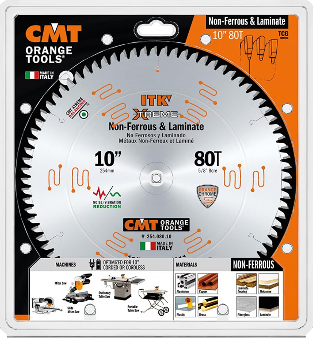 CMT Orange Tools 10" 80T Non-Ferrous & Melamine Saw Blade