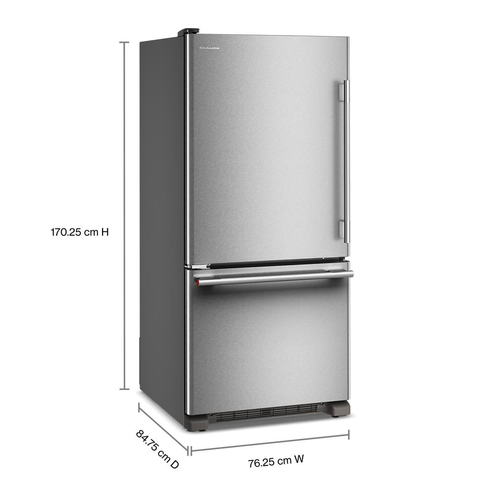 19 Cu. Ft. 30-Inch Standard-Depth Bottom Mount Refrigerator with Left Door Swing