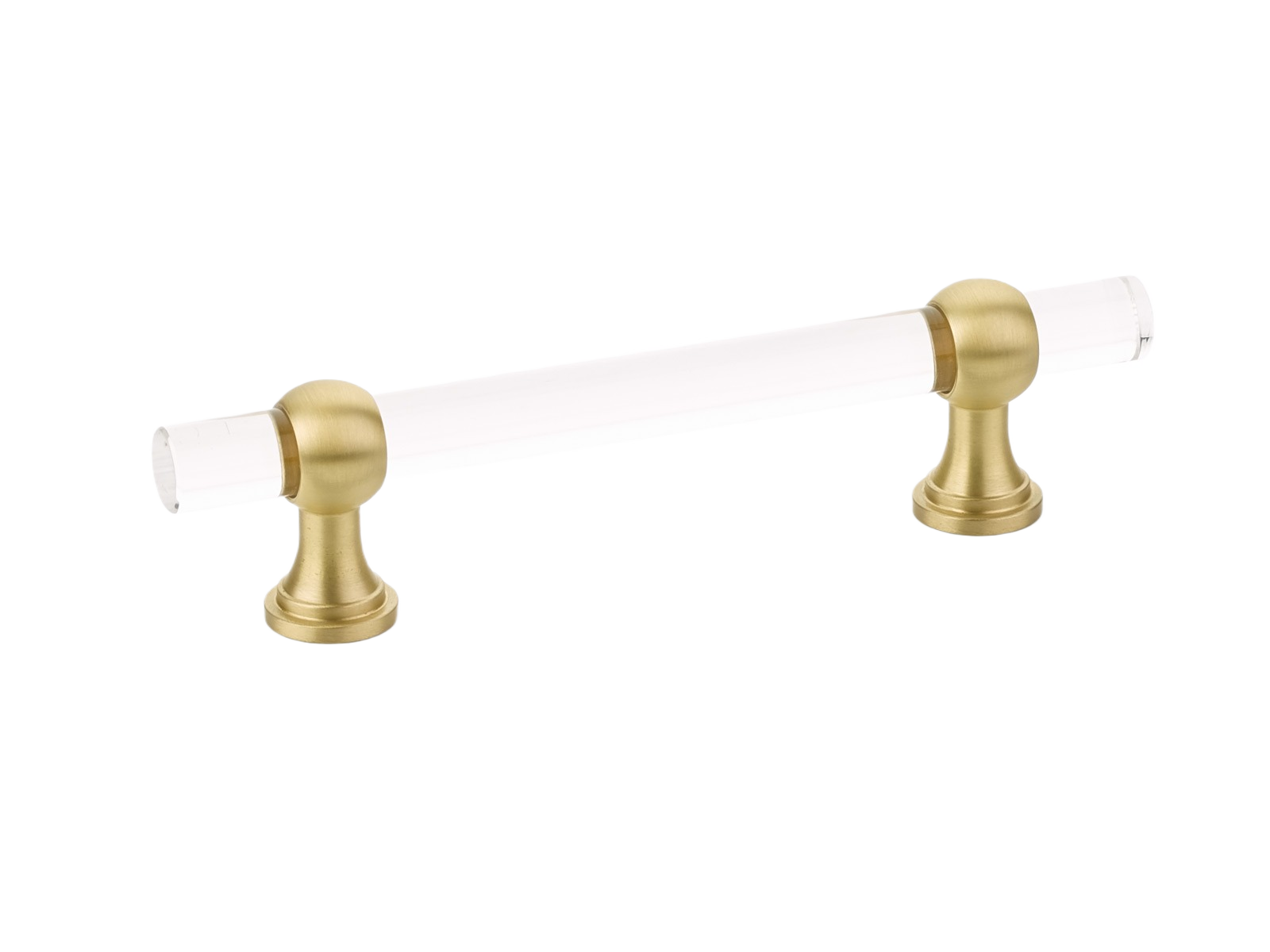 Transitional adjustable cabinet pull featuring satin brass and clear acrylic for home improvement hardware collection under $50