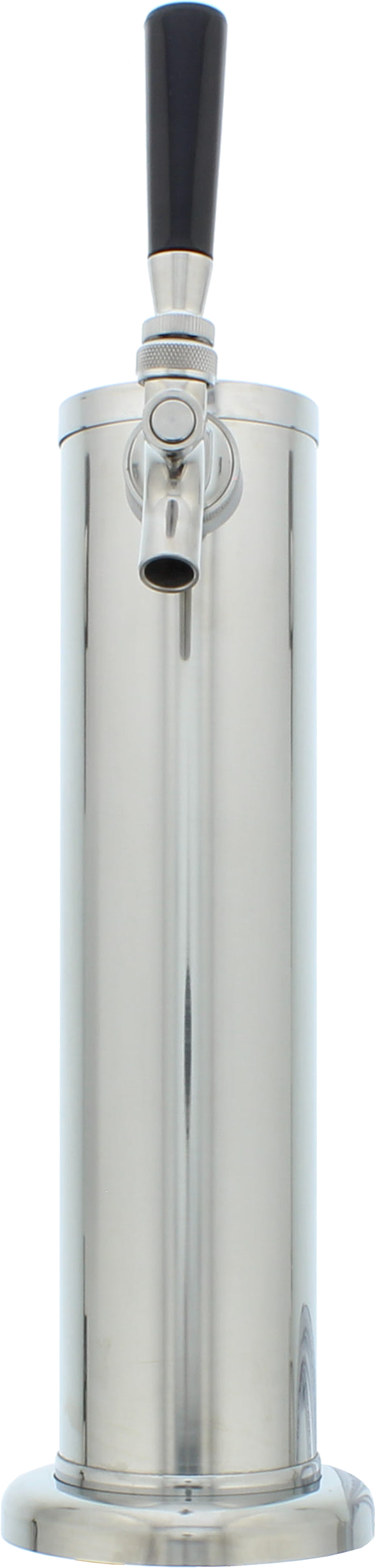 stainless steel single tap kegerator tower with black handle for kitchen appliances and home improvement