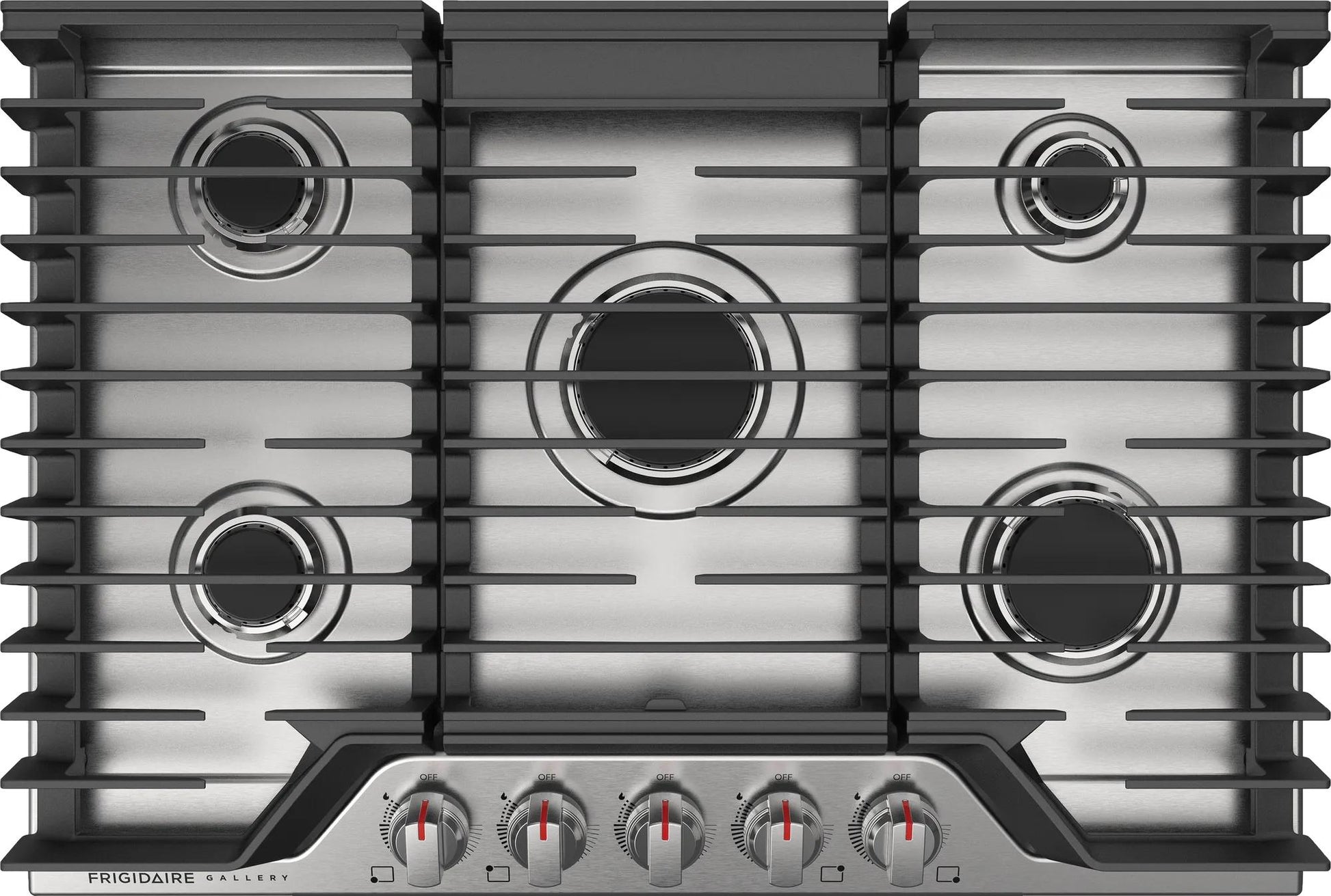 30" gas cooktop with five variable burners and continuous cast iron grates in Cooktops and Kitchenware collections