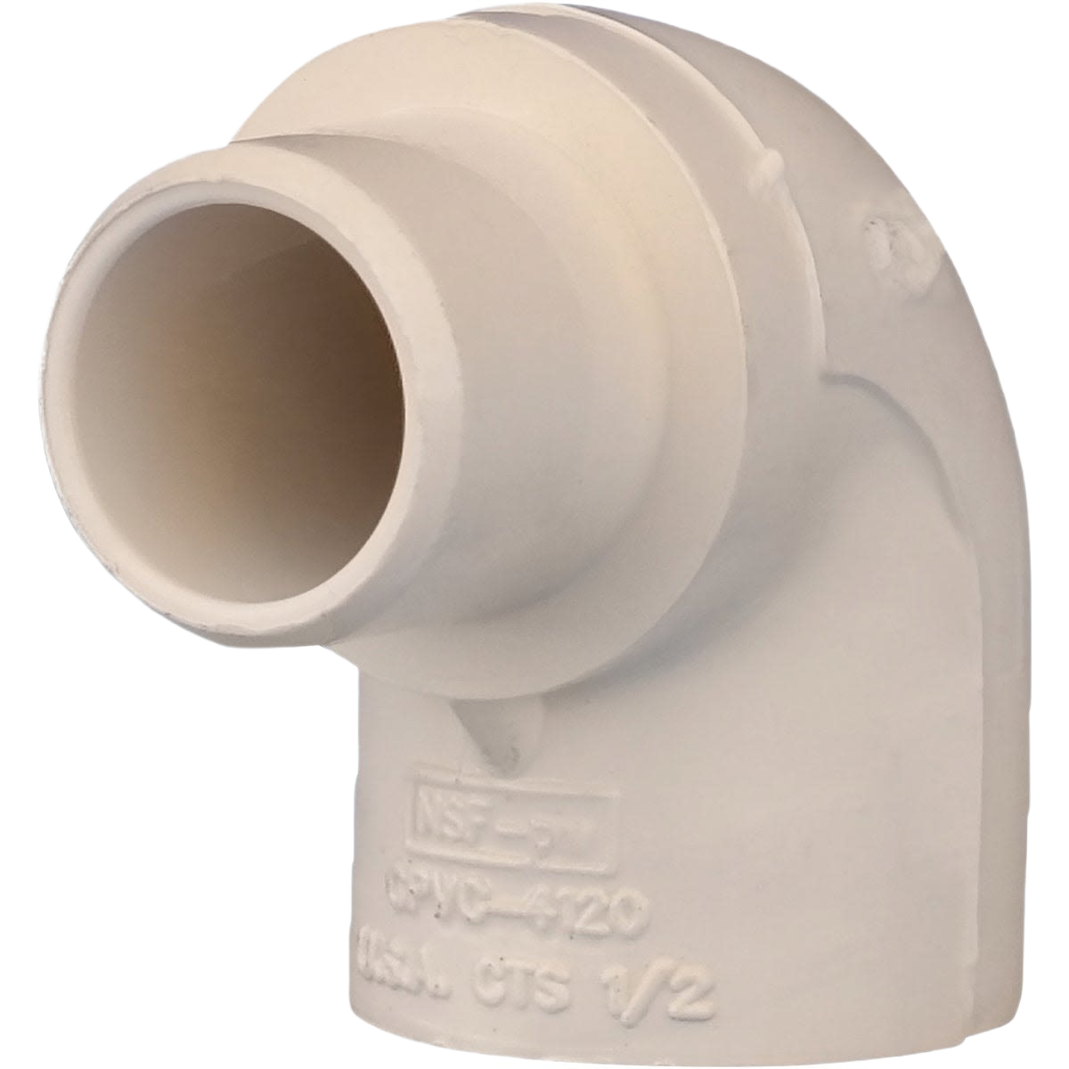 Cream-colored CPVC 90-degree elbow fitting designed for slip connections in plumbing and home improvement projects