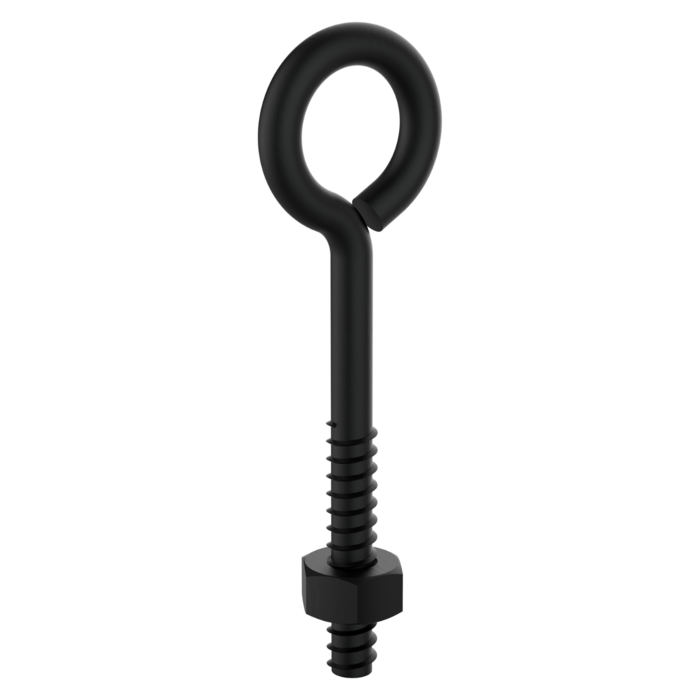 Black storm shine eye bolt with threaded shaft and nut for secure fastening in hardware and home improvement tools under $50
