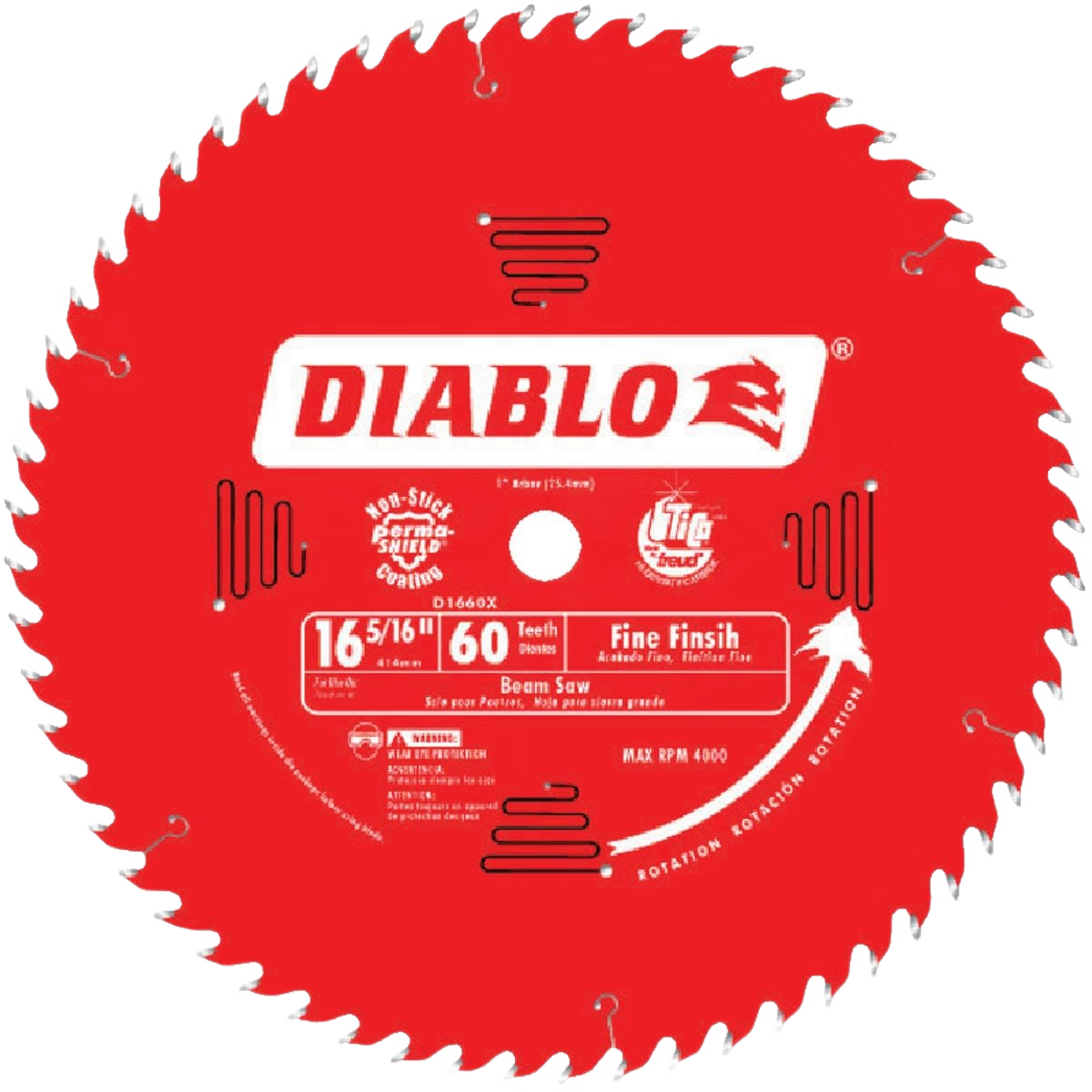 Red carbide-tipped saw blade with 60 teeth for fine finish cuts, ideal for woodworking and power tool accessories.