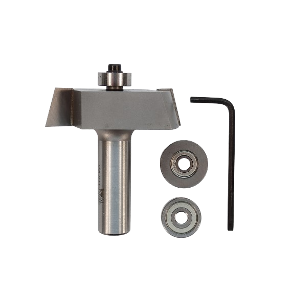 Steel raised panel router bit with two bearing guides and hex wrench for tool accessories and home improvement