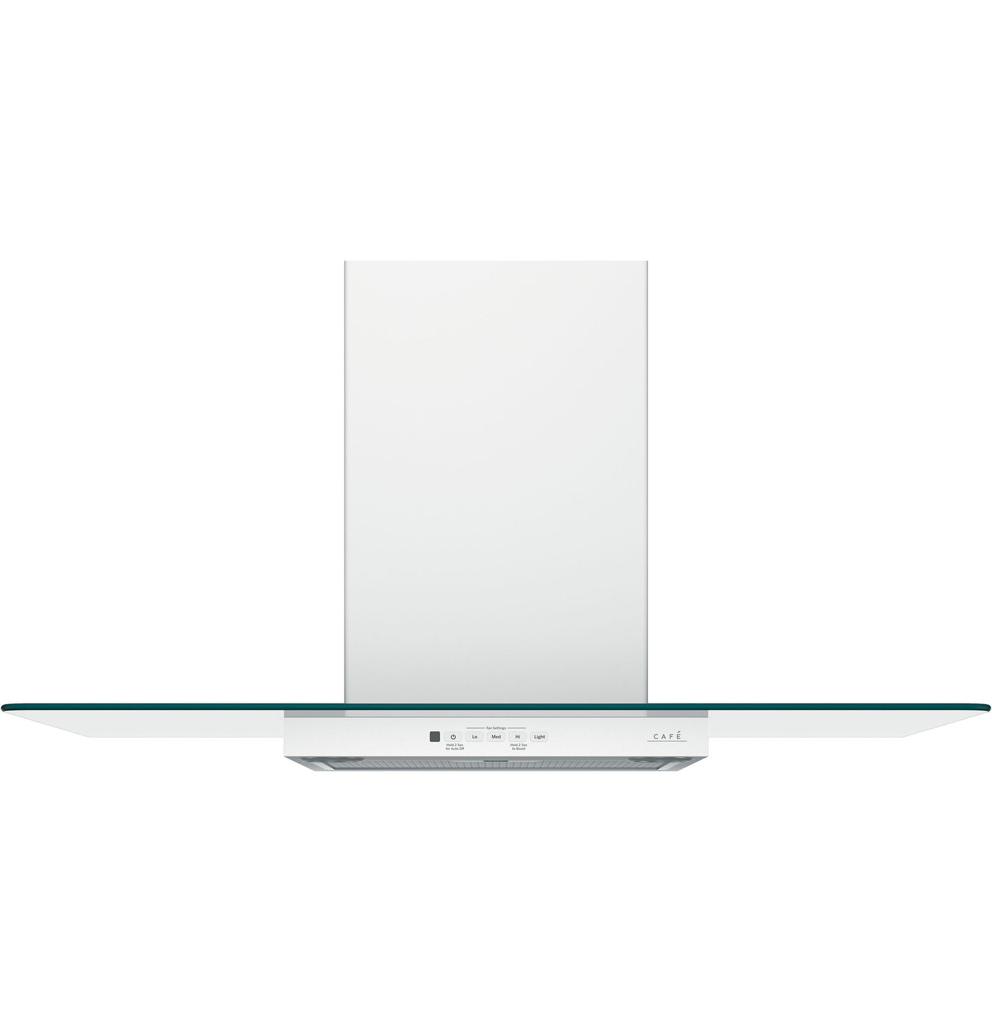 Modern wall-mounted glass canopy chimney hood with digital controls in range hoods and kitchen appliances collection