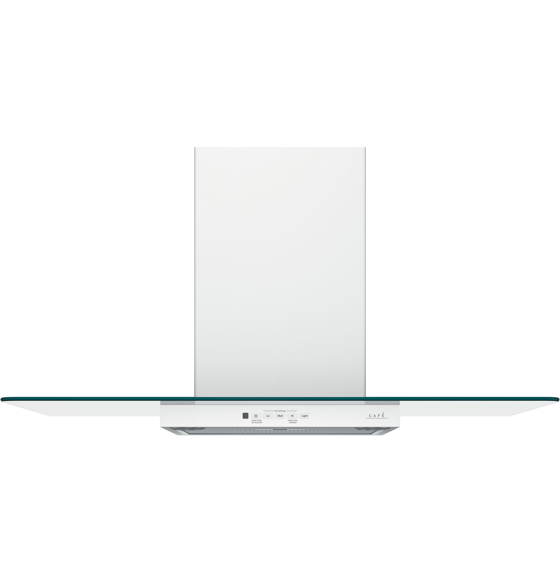 Modern wall-mounted glass canopy chimney hood with digital controls in range hoods and kitchen appliances collection