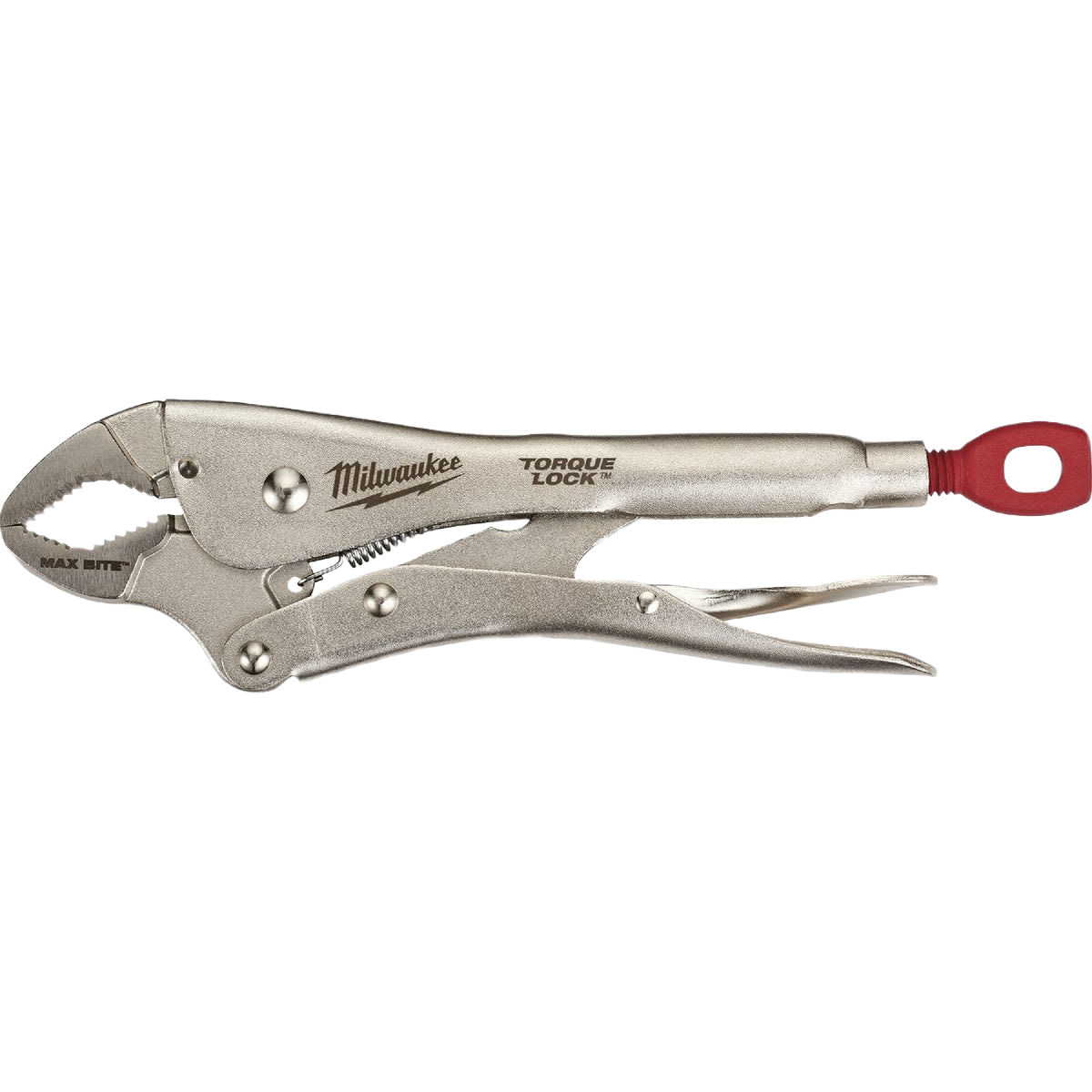 Curved locking pliers with torque lock and MAXBITE™ feature, designed for durable home improvement tasks