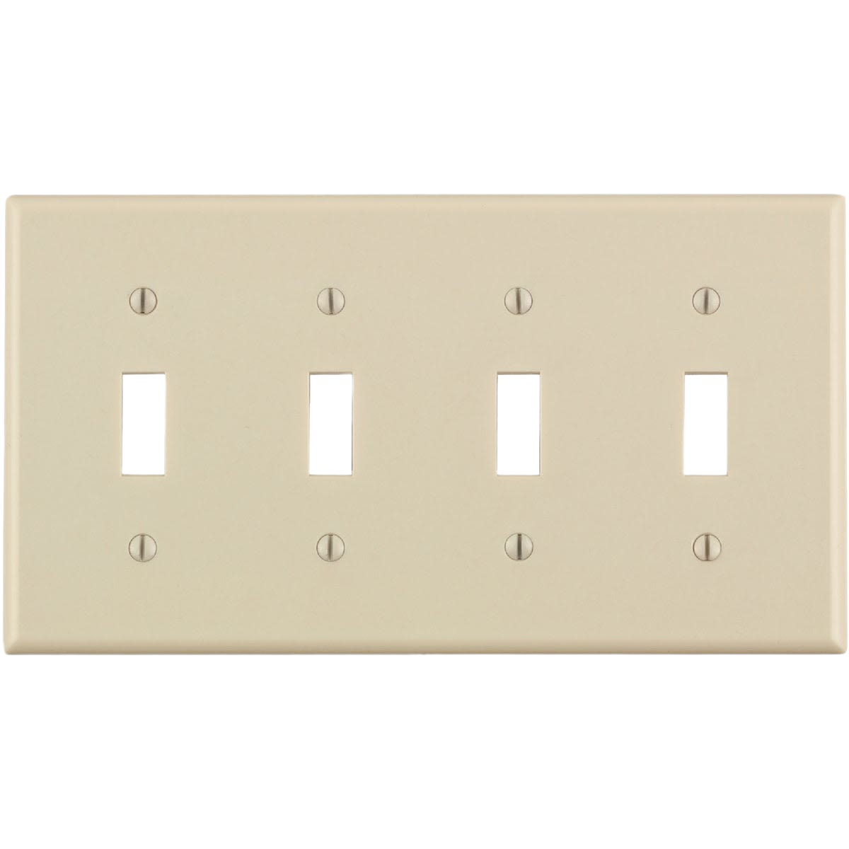Light almond plastic 4-gang toggle switch wall plate for electrical and home improvement projects under $50 collections