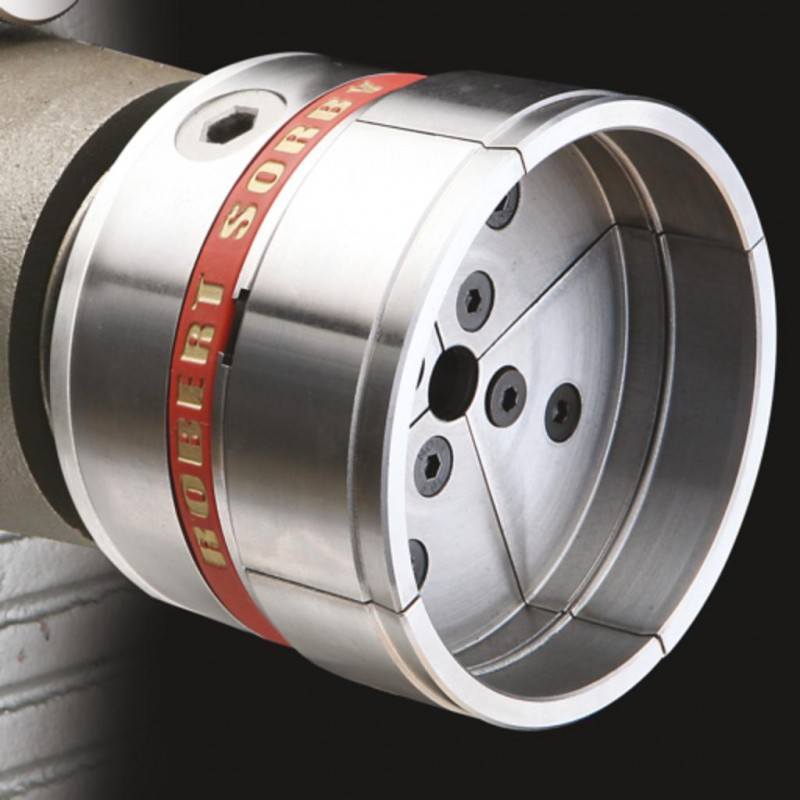 Steel deep grip chuck jaws with red accent band for secure clamping in woodworking and home improvement tools