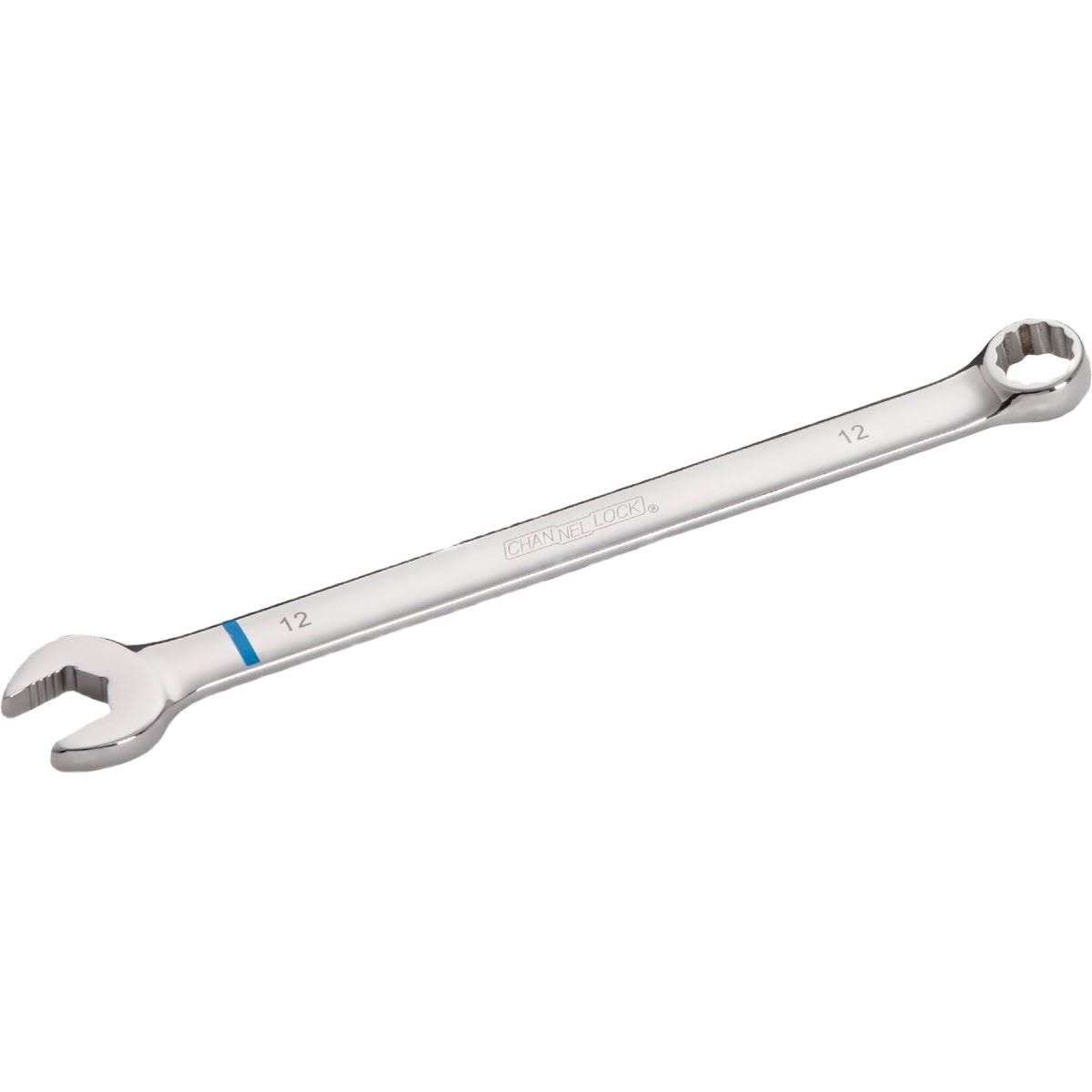 Polished 12mm metric combination wrench with 12-point box end for precision tightening in home improvement tasks