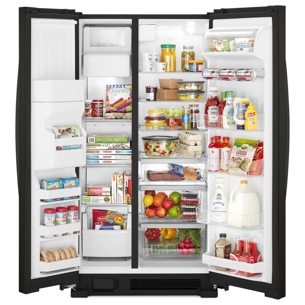 33-inch wide Whirlpool side-by-side refrigerator with spacious interior and adjustable shelves from kitchen appliances collection