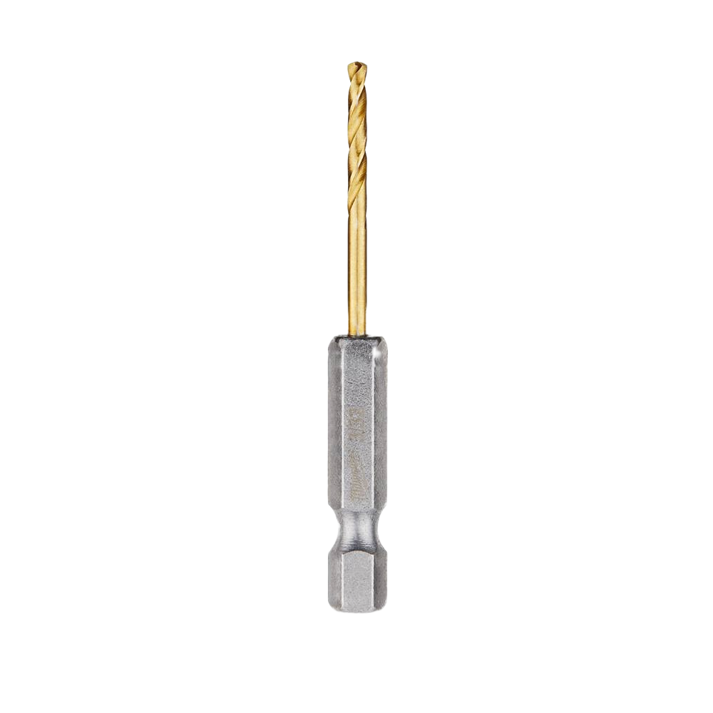 Titanium coated drill bit with hex shank for precision drilling in power tool accessories and home improvement collections