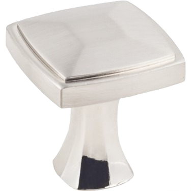 Square satin nickel cabinet knob with smooth finish for furniture and hardware upgrades under $50