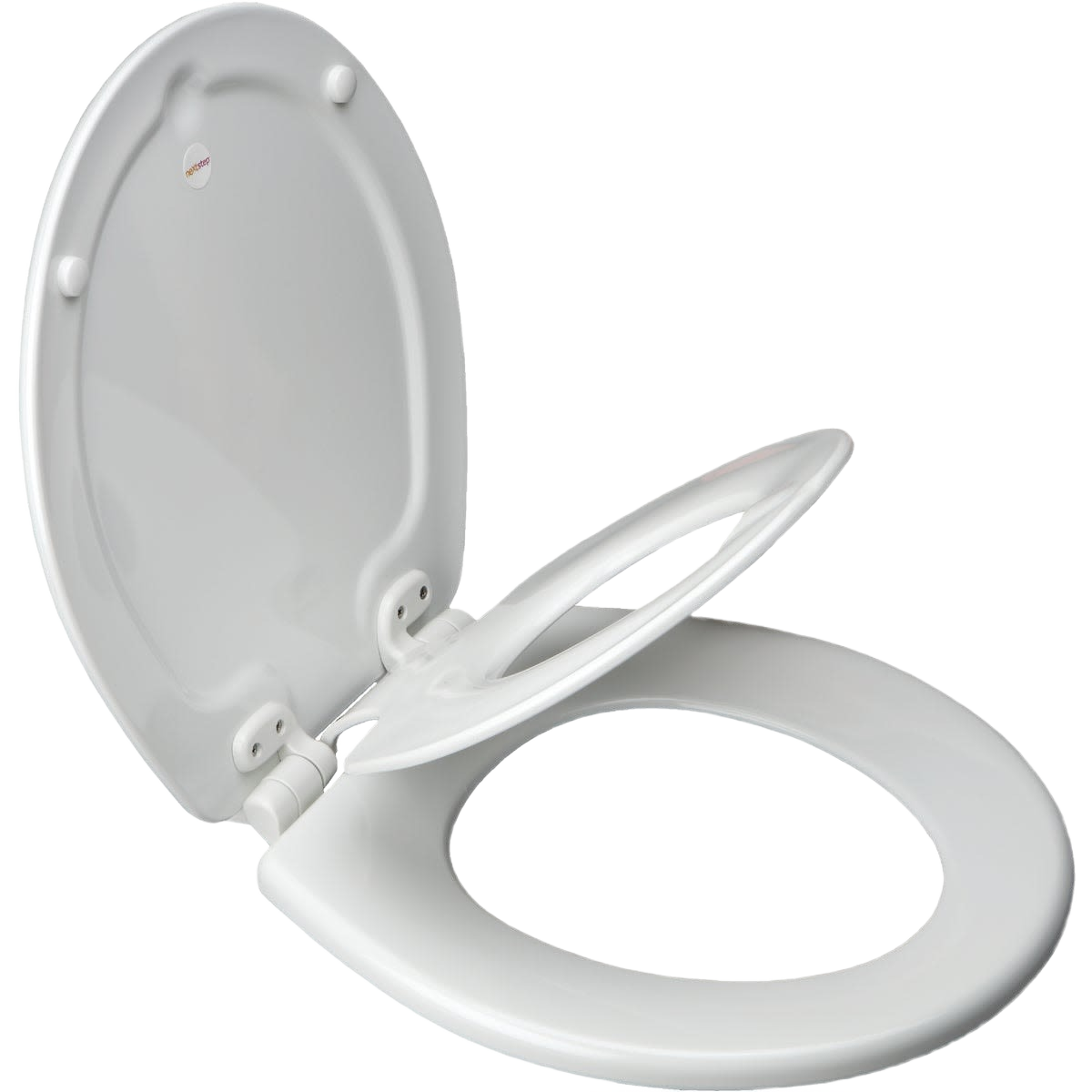 White round toilet seat with built-in child potty insert for bathroom and home improvement projects