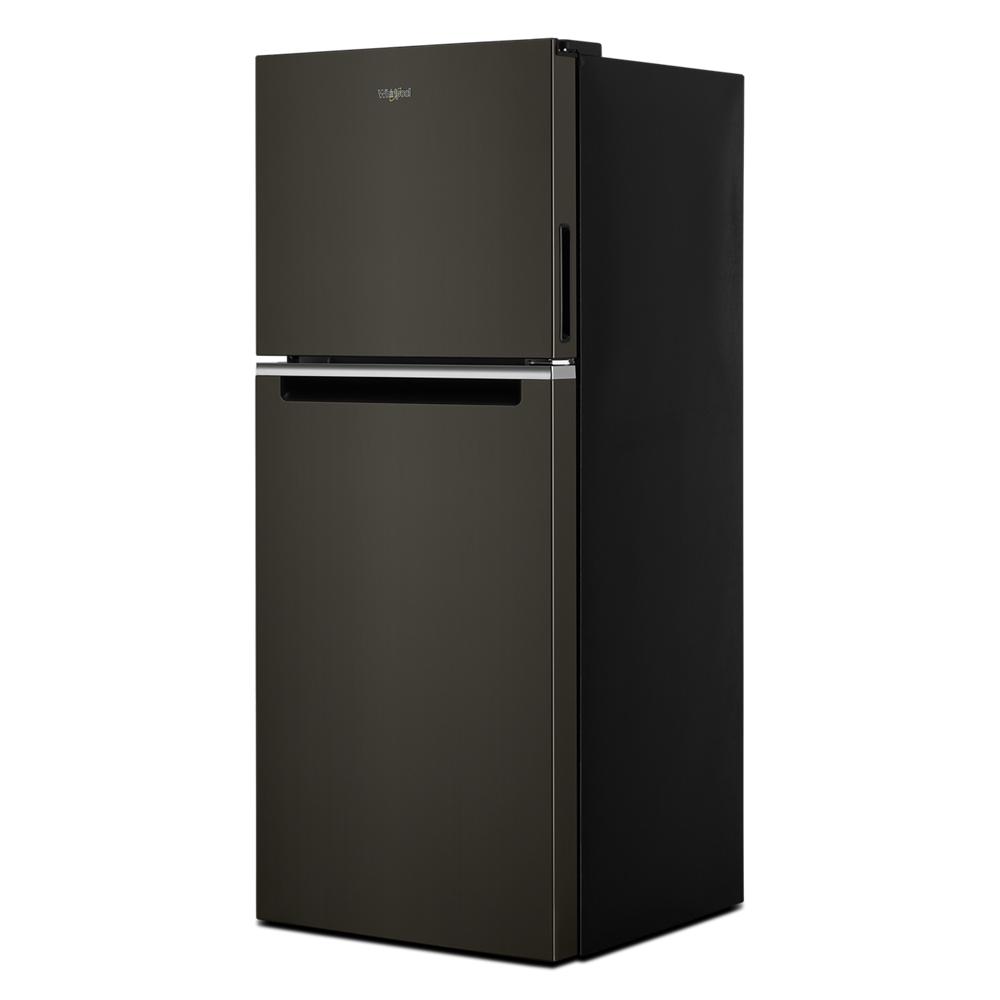 Matte black 24-inch top-freezer refrigerator with minimalist design from Refrigerators and Kitchen & Kitchenware collections