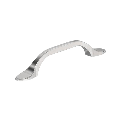 Polished chrome cabinet pull with sleek curved design for hardware and furniture accessories in home improvement collections