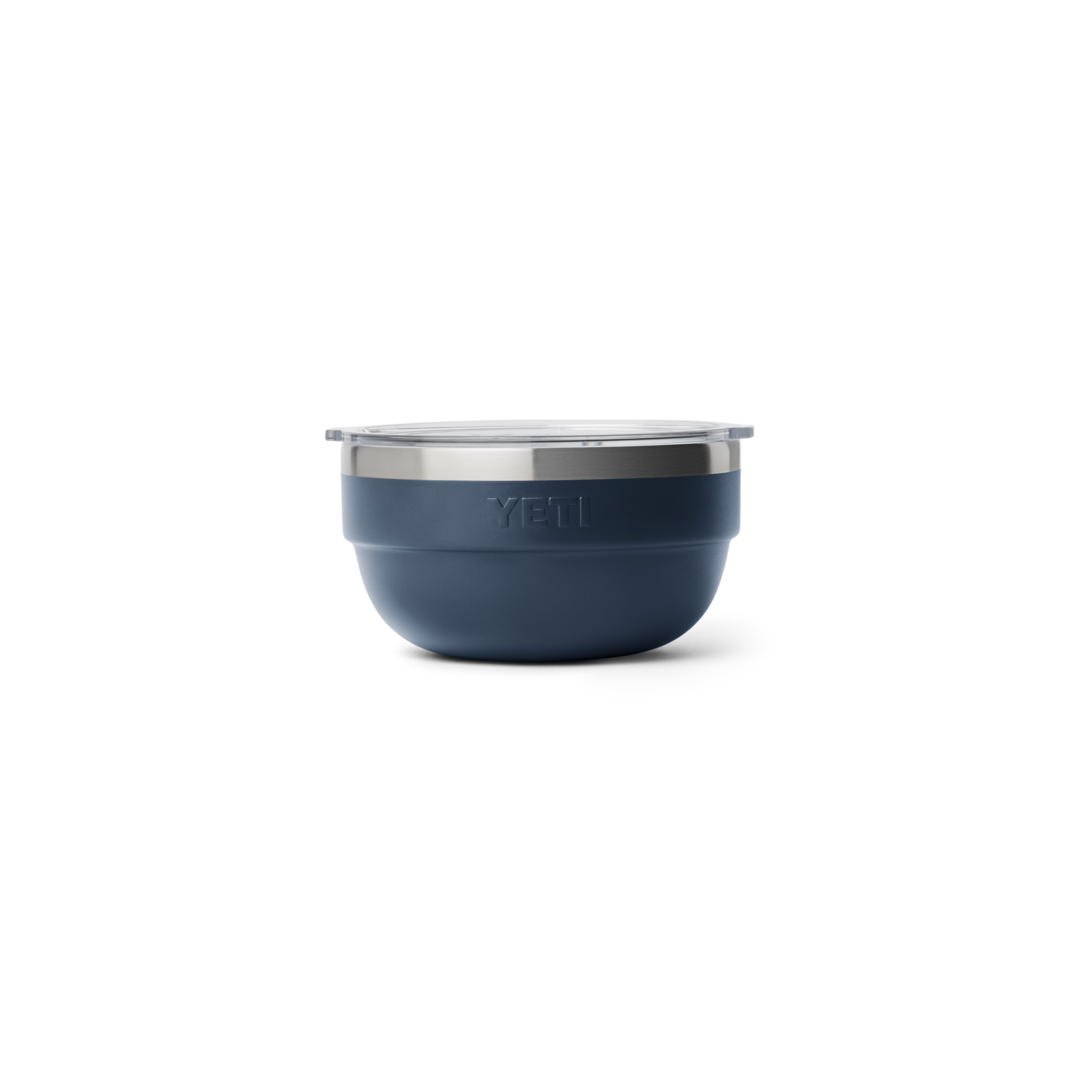 Dark blue insulated small bowl with clear lid, crafted for durable use in dinnerware and kitchenware collections.