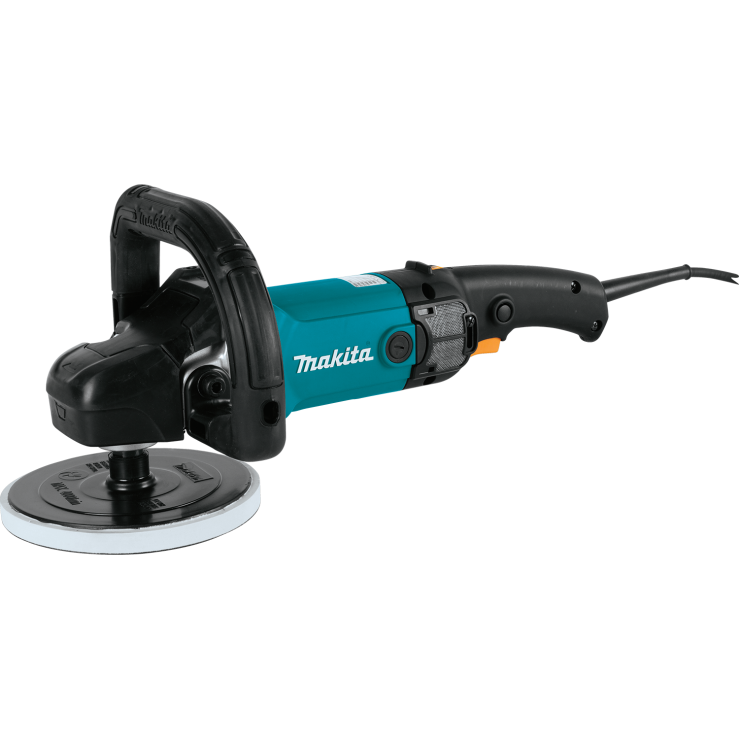 Electric variable speed polisher with ergonomic handle and teal and black design for home improvement tasks