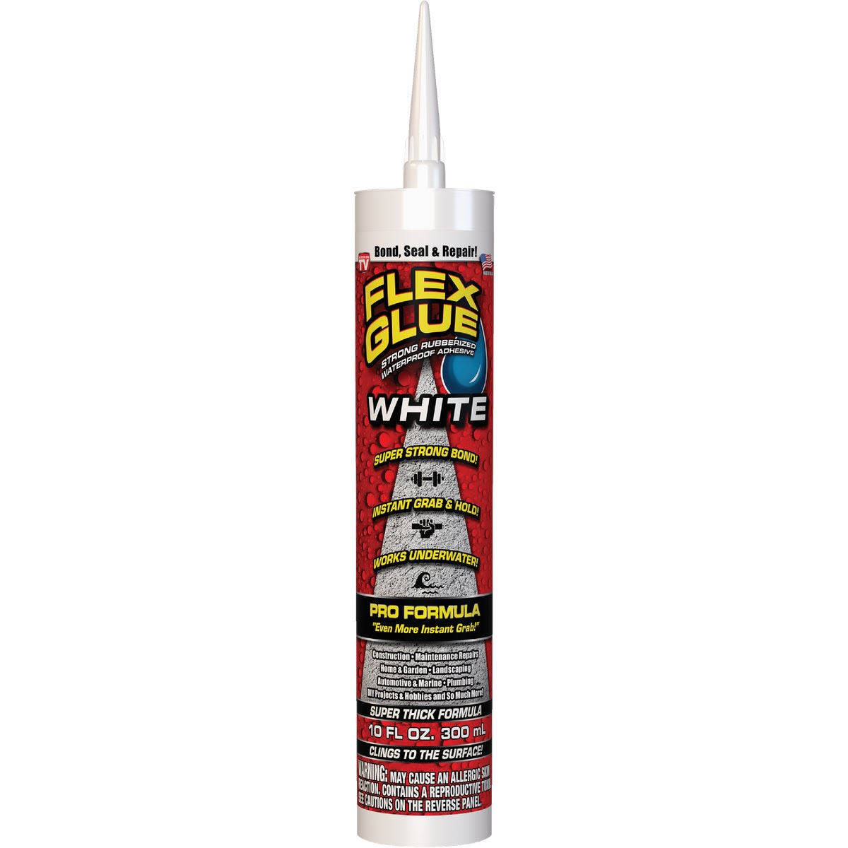 Tube of white rubberized Flex Glue Pro adhesive for waterproof bonding in paint and supplies collections